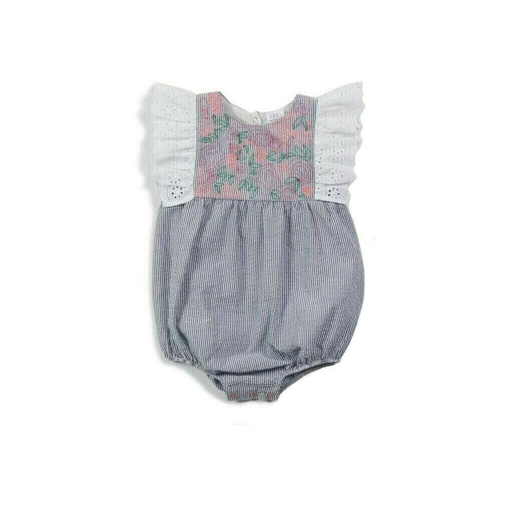 $62 EGG Susan Lazar Briella Bubble Romper NEW Embroidered Bodysuit Birthday 12M
